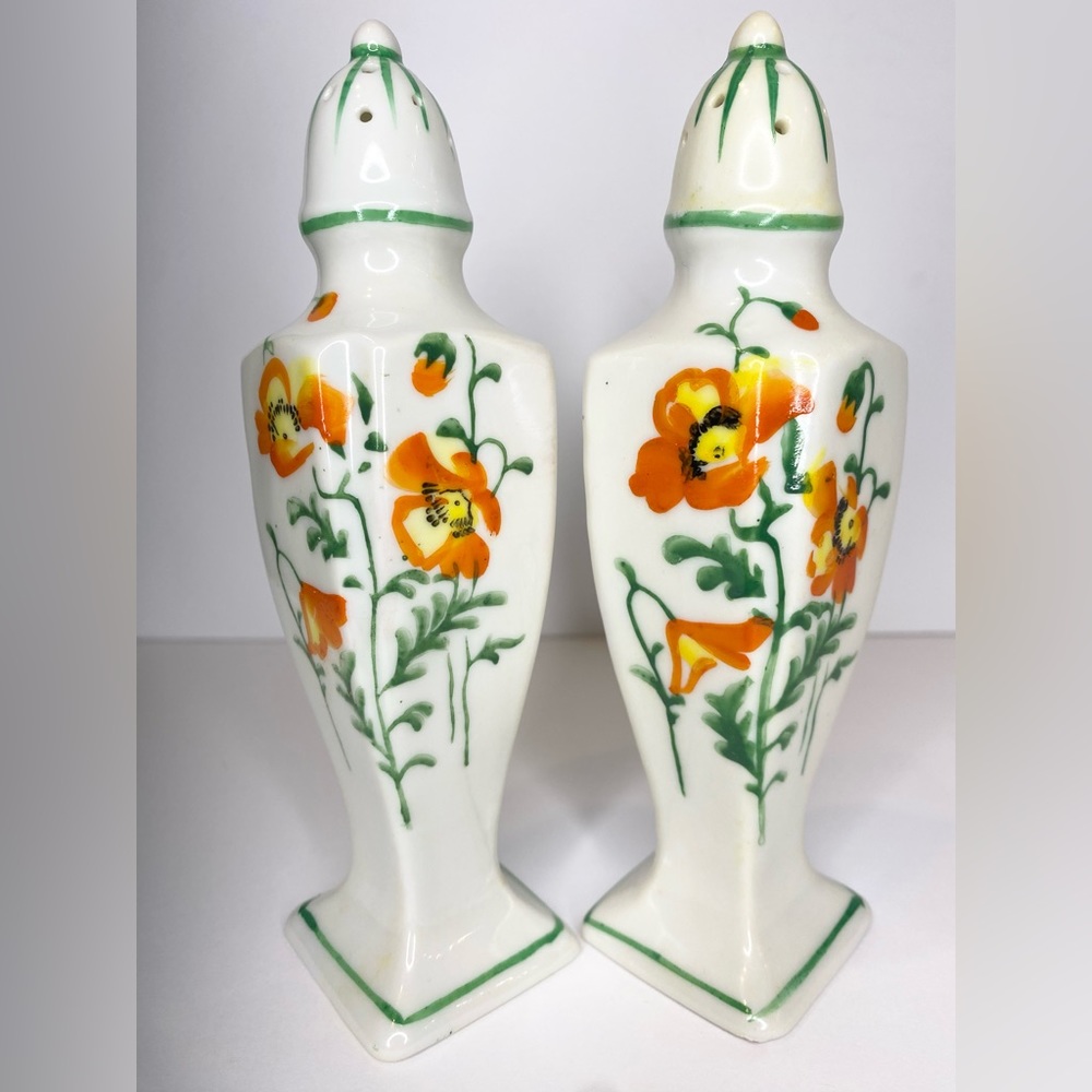 Vintage Salt And Pepper Shakers Made In Japan Floral Hand Painted Yellow Flower